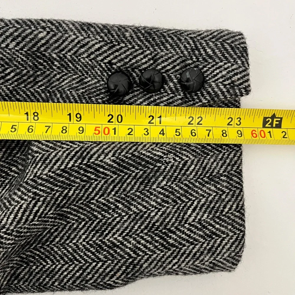 Protocol Mens 44R Single Breasted Blazer Gray Wool Tweed Herringbone‎ Two-Button